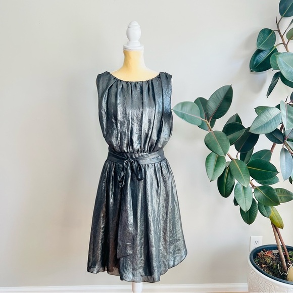 JS Collections Metallic Gray sleeveless party Dress - Picture 1 of 8